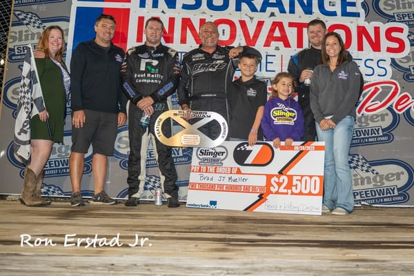 BRAD MUELLER BECOMES THE FIRST REPEAT SUPER LATE MODEL FEATURE WINNER IN 2025 AT SLINGER IN ALAN KULWICKI MEMORIAL