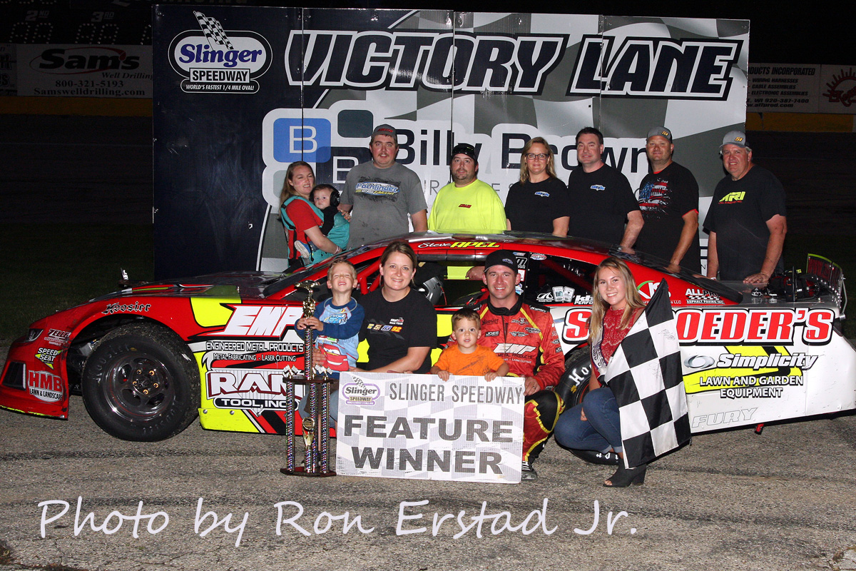 steve apel collects second win of the season in zeller transportation 75 at slinger slinger super speedway steve apel collects second win of the